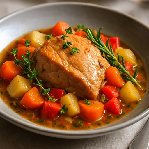 Тушёная индейка с овощами и ароматными травами