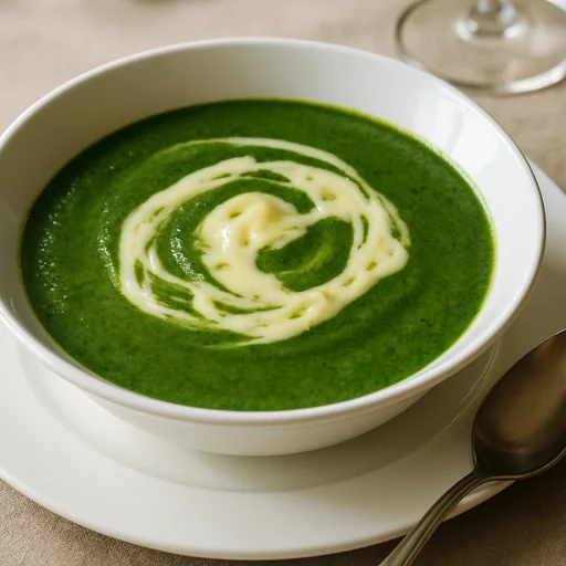 Крем-суп из шпината с плавленым сыром