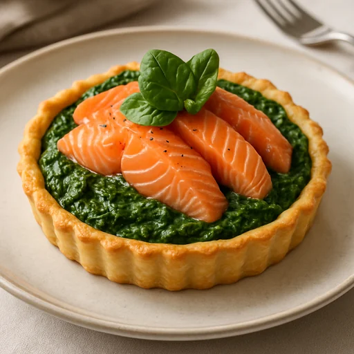 Тарт с лососем и шпинатом