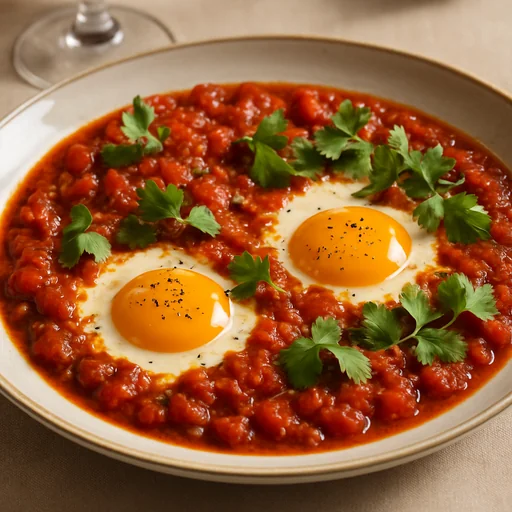 Шакшука с пряными томатами и яйцами