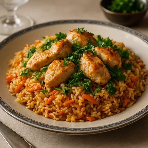 Плов с курицей и зеленью