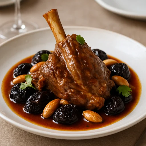 Томленая баранина с черносливом и миндалем