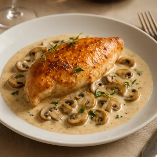 Курица в сливочном соусе с шампиньонами и тимьяном