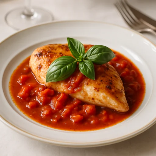 Курица с томатным соусом и базиликом
