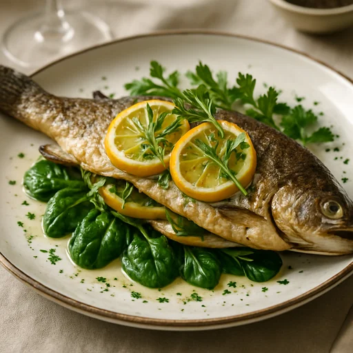 Запечённая форель с лимоном и травами