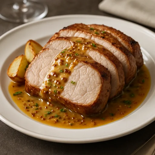 Печёная свинина с горчично-медовым соусом