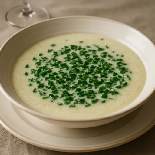 Крем-суп из варёной цветной капусты с мелко нарезанным шпинатом