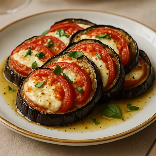 Баклажаны, запечённые с помидорами и моцареллой