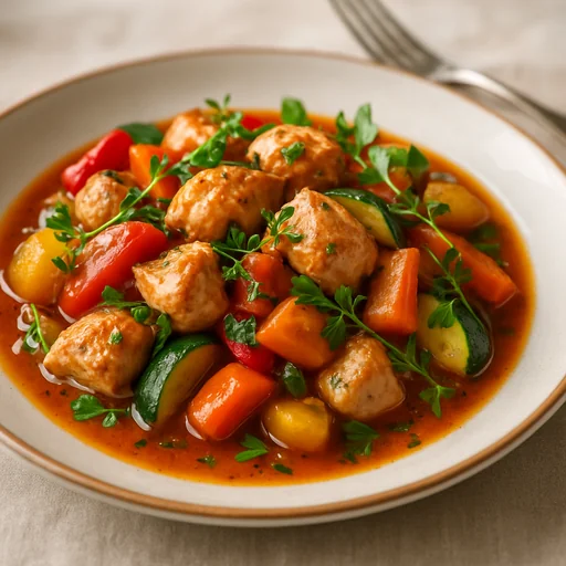 Куриное рагу с овощами и ароматными травами