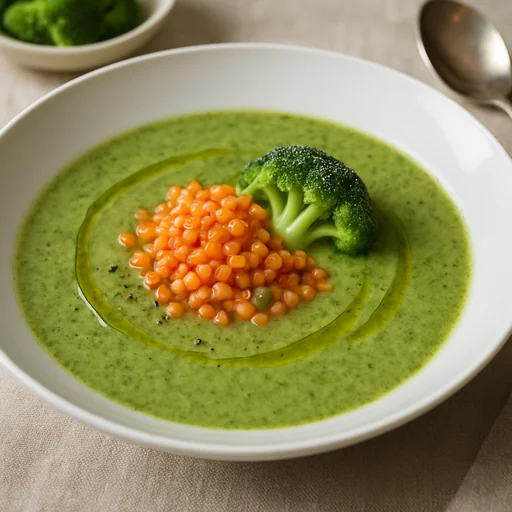 Крем-суп из брокколи с красной чечевицей