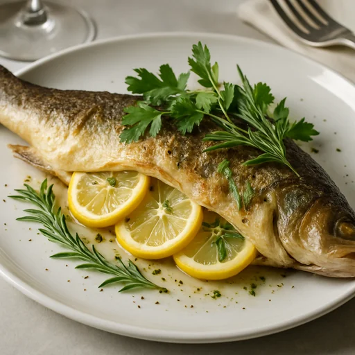 Печёный судак с лимоном и пряными травами