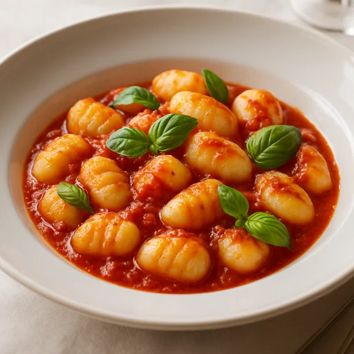 Картофельные ньокки с томатным соусом и базиликом