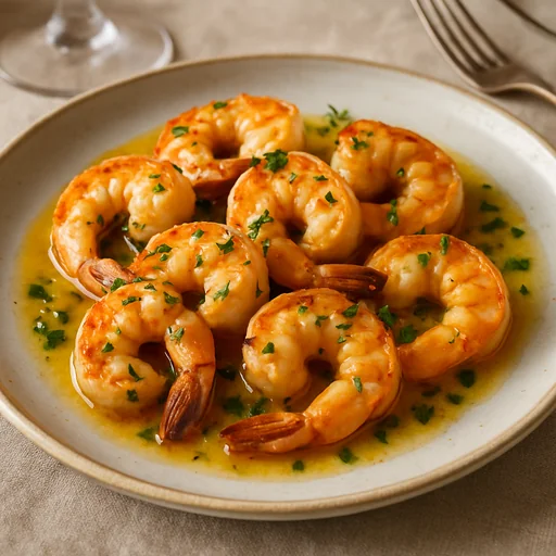 Жареные креветки с чесночным маслом
