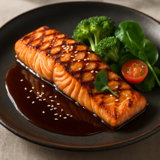 Лосось на гриле с соусом терияки