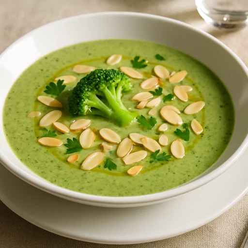 Крем-суп из брокколи с миндалём