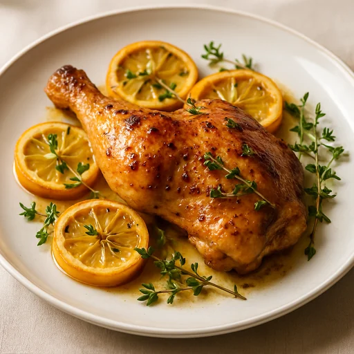 Курица с лимоном и тимьяном, запечённая в духовке