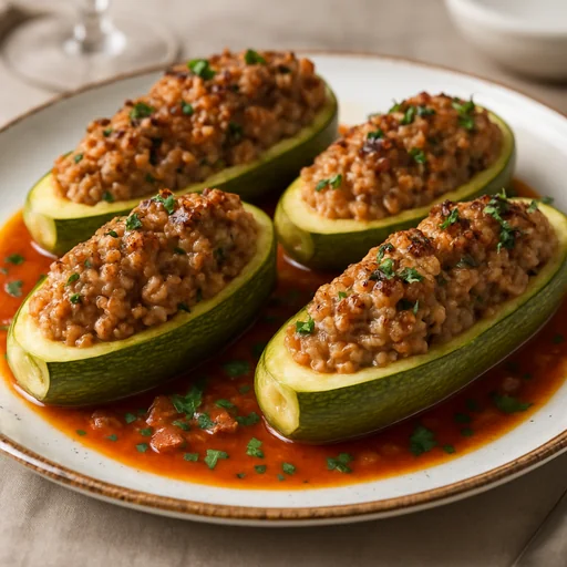 Фаршированные кабачки с фаршем и рисом