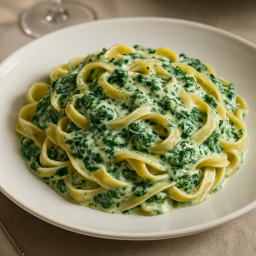 Паста с соусом из шпината и сливочного сыра