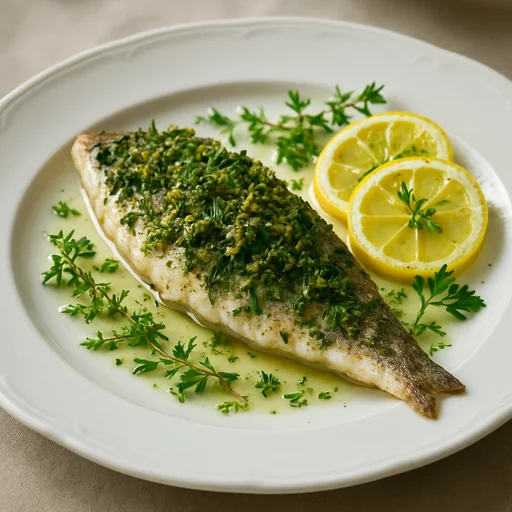 Судак, запечённый с травами и лимоном