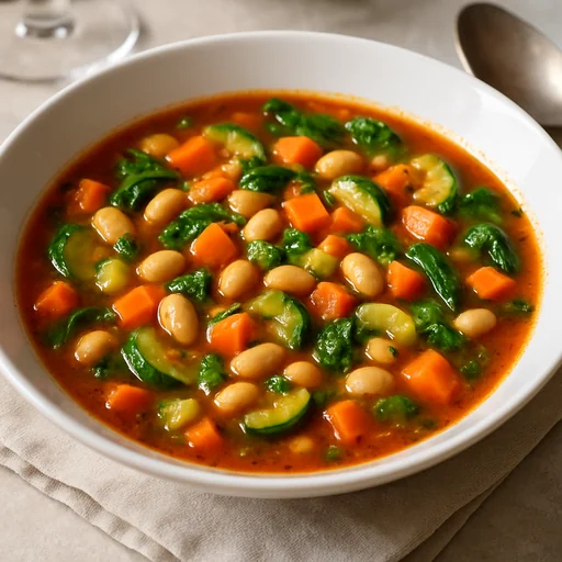 Суп минестроне с овощами и фасолью