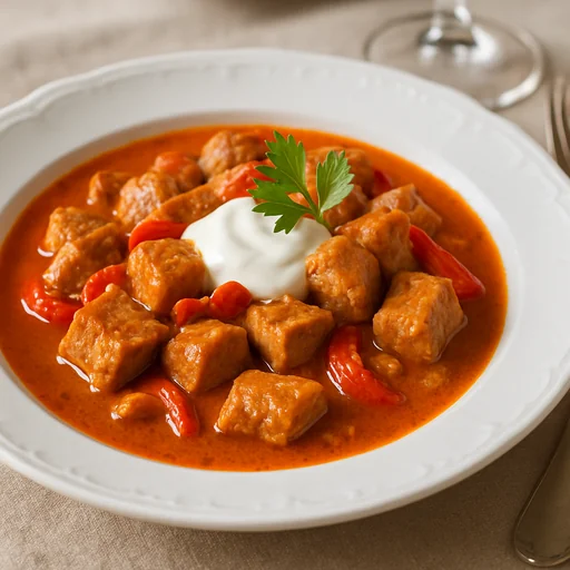 Паприкаш из свинины с паприкой и сметаной