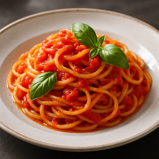 Паста с томатным соусом и базиликом
