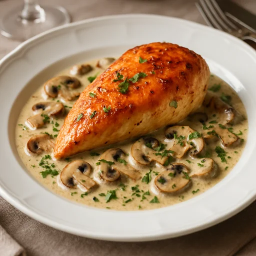 Курица в сливочно-грибном соусе с травами