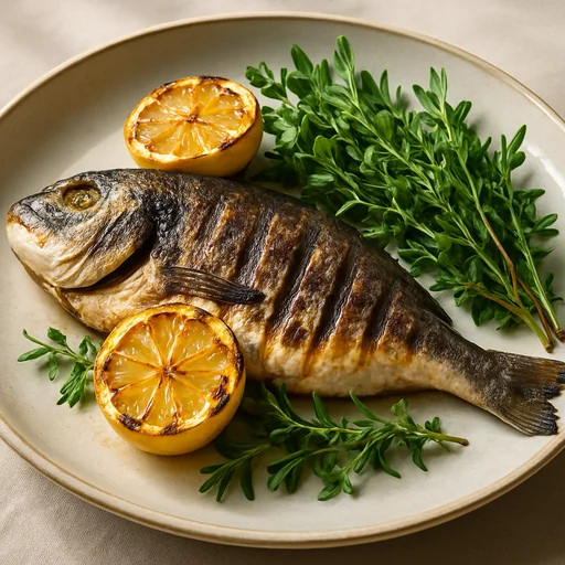 Дорадо с лимоном и пряными травами на гриле