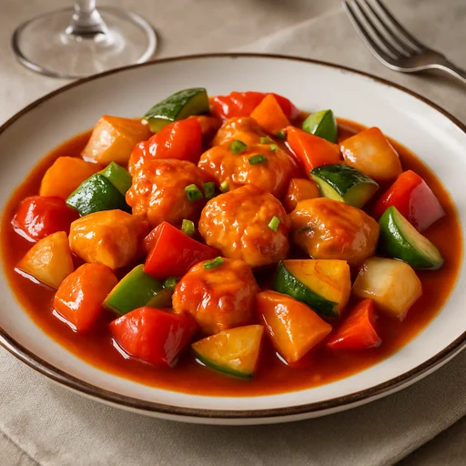 Курица с овощами в кисло-сладком соусе