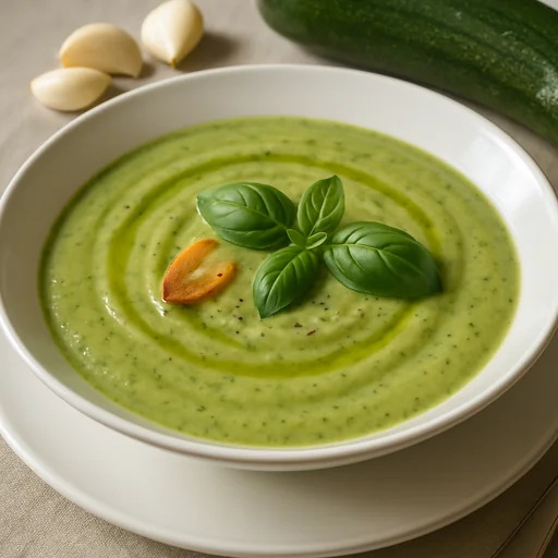 Крем-суп из цукини с чесноком и базиликом