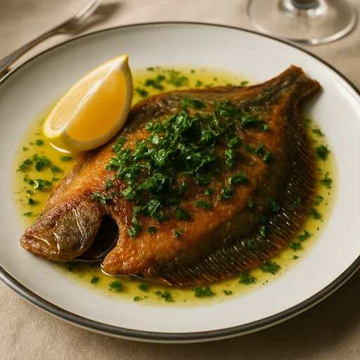 Жареная камбала с лимонным маслом и зеленью