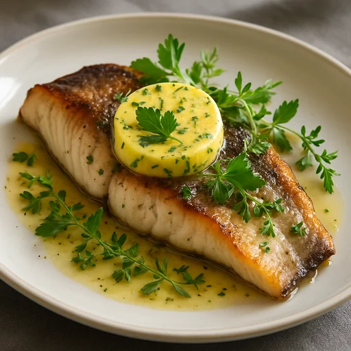 Сом с лимонным маслом и пряными травами