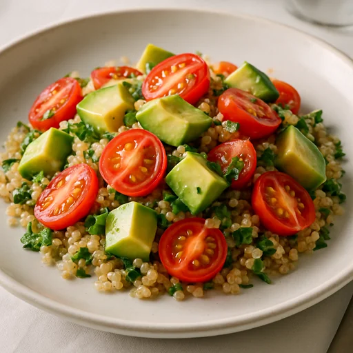 Салат из киноа с авокадо и томатами