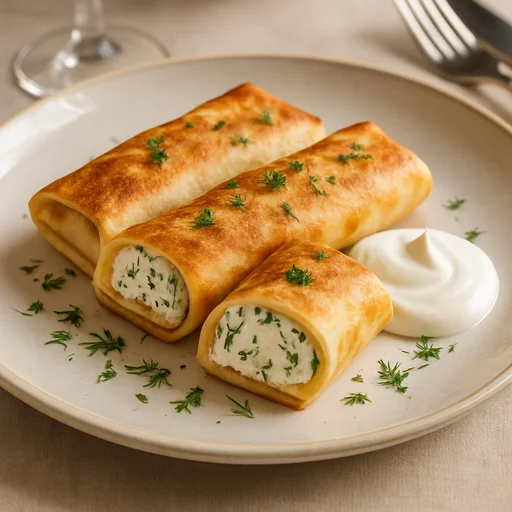 Блинчики с творогом и зеленью