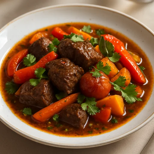 Тушёная говядина с овощами и пряностями по-кавказски