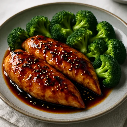 Курица в соево-медовом соусе с брокколи