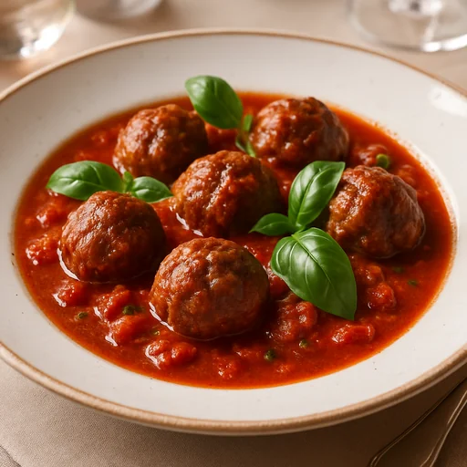 Фрикадельки из говядины в томатном соусе с базиликом