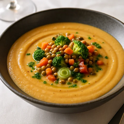 Крем-суп из чечевицы с овощами