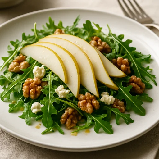 Салат с грушей, рукколой и грецкими орехами
