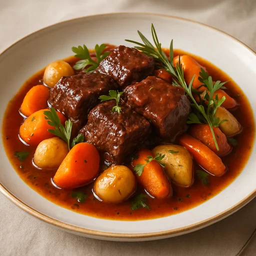 Тушёная говядина с овощами и ароматными травами